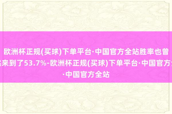 欧洲杯正规(买球)下单平台·中国官方全站胜率也曾悄然来到了53.7%-欧洲杯正规(买球)下单平台·中国官方全站
