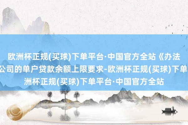 欧洲杯正规(买球)下单平台·中国官方全站《办法》新增了网罗小贷公司的单户贷款余额上限要求-欧洲杯正规(买球)下单平台·中国官方全站