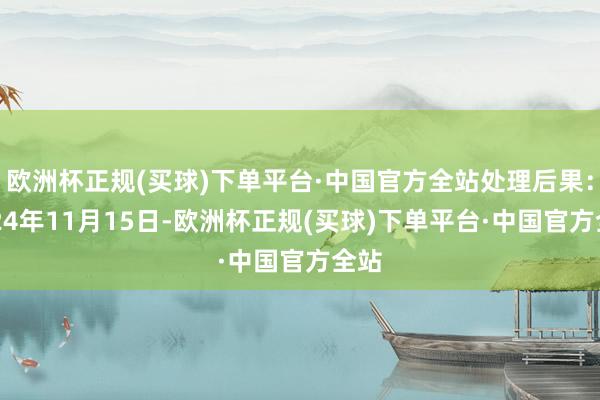 欧洲杯正规(买球)下单平台·中国官方全站处理后果：2024年11月15日-欧洲杯正规(买球)下单平台·中国官方全站